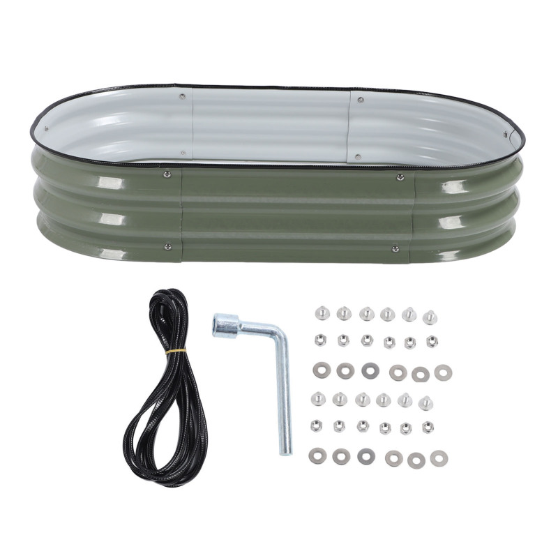 Hochbeet-set Für Gemüse Und Blumen, Hochbeet, Pflanzgefäße Für Den Außenbereich, Einfache Montage, Oval, Hellgrün