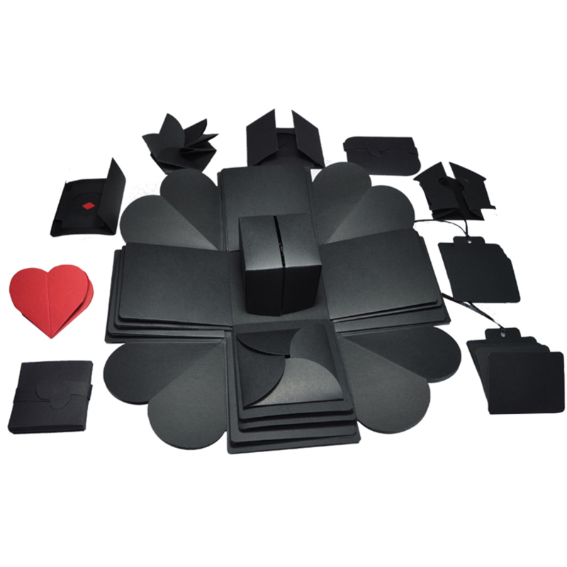 Selbstgemachte Geschenkbox, Handgefertigtes Fotoalbum, Überraschungsgeschenk Zum Geburtstag, Valentinstag, Zur Hochzeit, Verlobung Oder Zum Hochzeitstag – Schwarz