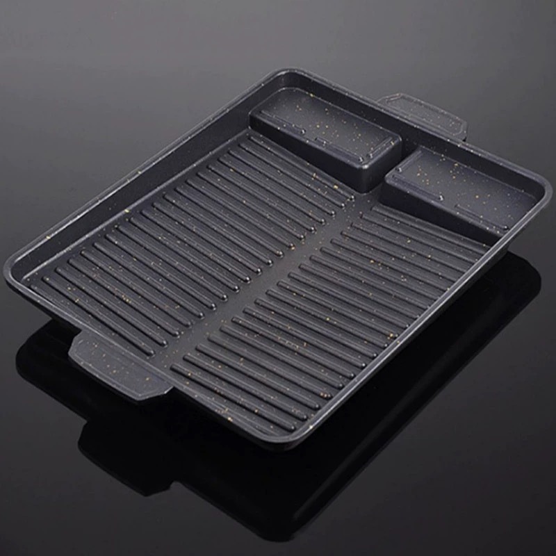 Quadratische Grillschalen Für Den Heimgrill, Antihaftbeschichtet, Aus Maifan-stein, Für Gaskocher, Grill Im Freien, Rauchfrei, Beschichtung Im Koreanischen Stil (26 X 38 Cm, Gute Beschichtung)