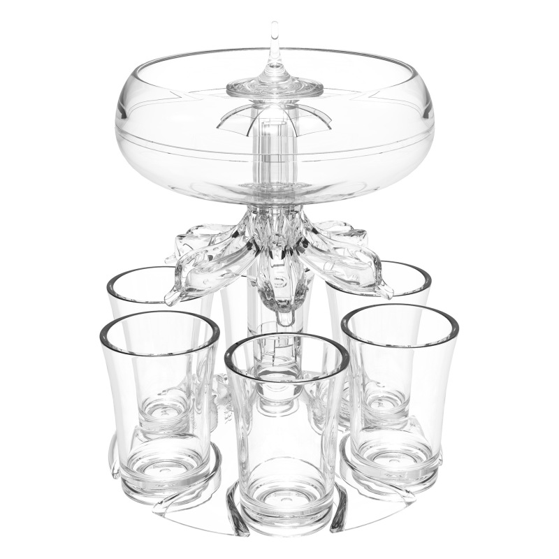 Neuer, Sturzsicherer Weinausschank Der Zweiten Generation, Weißweinset Für Sechs Tassen Mit Cocktailfunktion (transparent, Inklusive Weinausschank, Sechs Tassen Und Bürste).