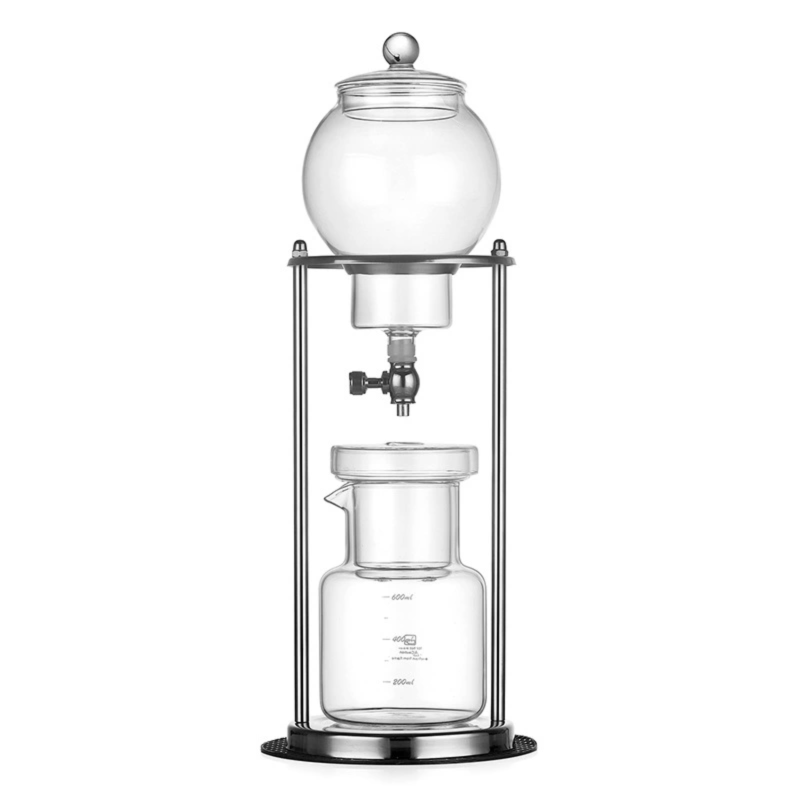 Ice Drop Cold-brew-kaffeemaschine Mit Integriertem Filter, Manuellem Brühset, Eiskaffee-utensilien, 600-ml-glasbehälter Und Ständer