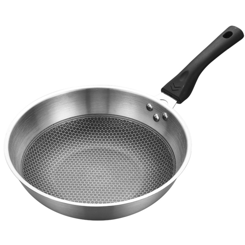 Edelstahl-bratpfanne Mit Zusätzlichem Griff, Antihaftbeschichtung, Flacher Boden, Spülmaschinenfest