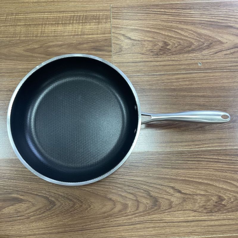 Antihaftbeschichtete Edelstahl-bratpfanne Mit Doppelter Antihaftbeschichtung, 24 Cm, Mit Wabenmuster.