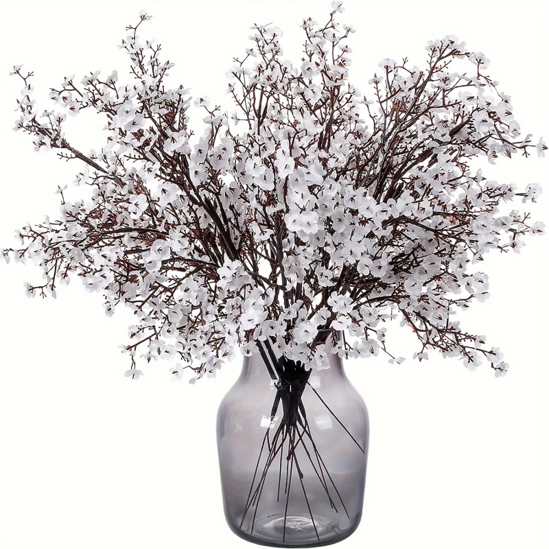 8 Künstliche Seidensternsträuße, Weiße Blüten, Florale Dekoration Für Den Innenbereich, Für Zuhause, Büro, Hochzeit Oder Frühling.