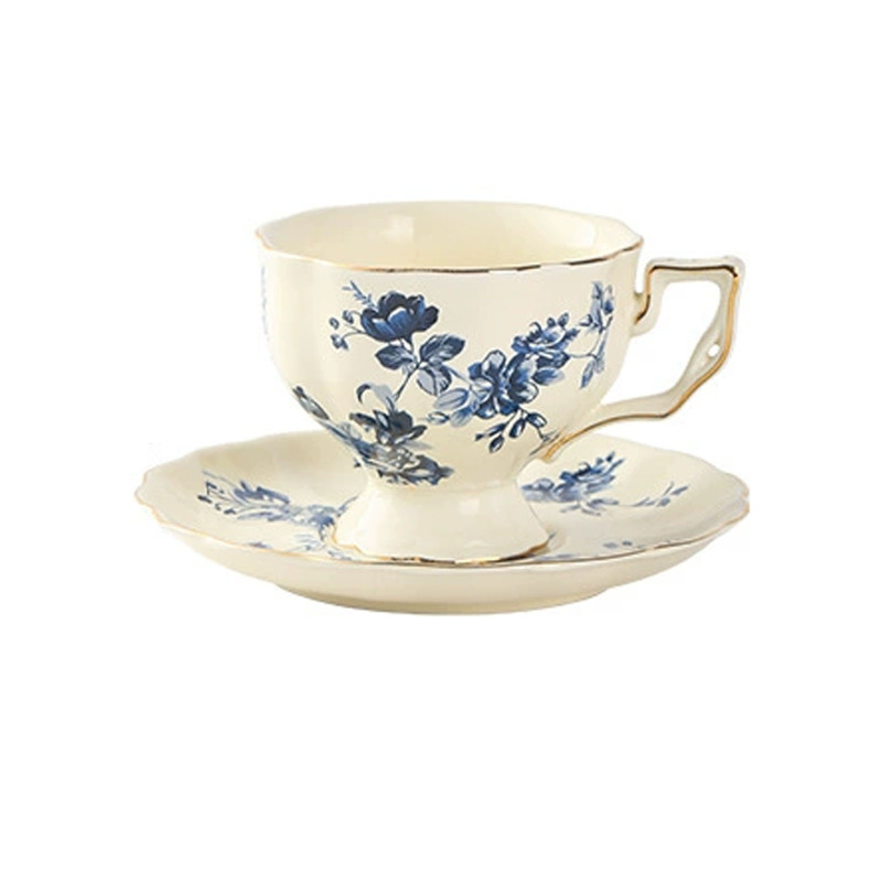 Tasse Und Untertasse Im Französischen Retro-stil, Teetasse Und Untertasse Im Restaurantstil, Kaffeetasse, Britisches Kaffeeservice Aus Keramik Im Hofstil (orchideen-tasse + Untertasse)