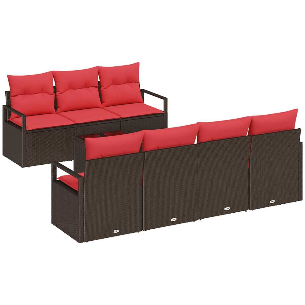 Maison Exclusive - Gartensofa-set 8 Stk. 7-sitzer Beige Und Rot P