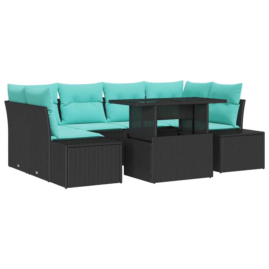 Maison Exclusive - Garten-sofa-set 7 Stk. 6-sitzer Schwarz Und Tü