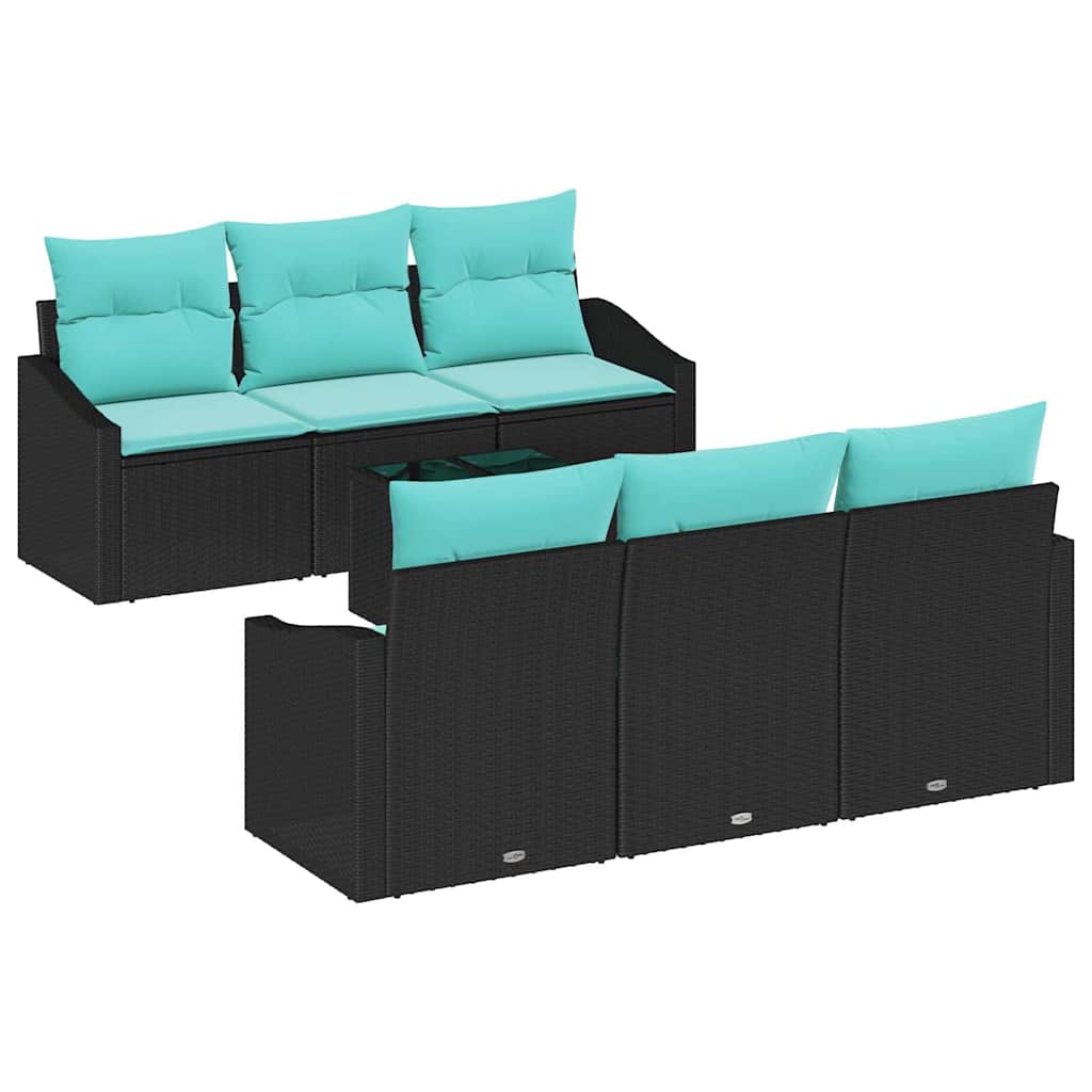 Maison Exclusive - Sofa Set 7 Stk. 3-sitzer Schwarz Und Türkis