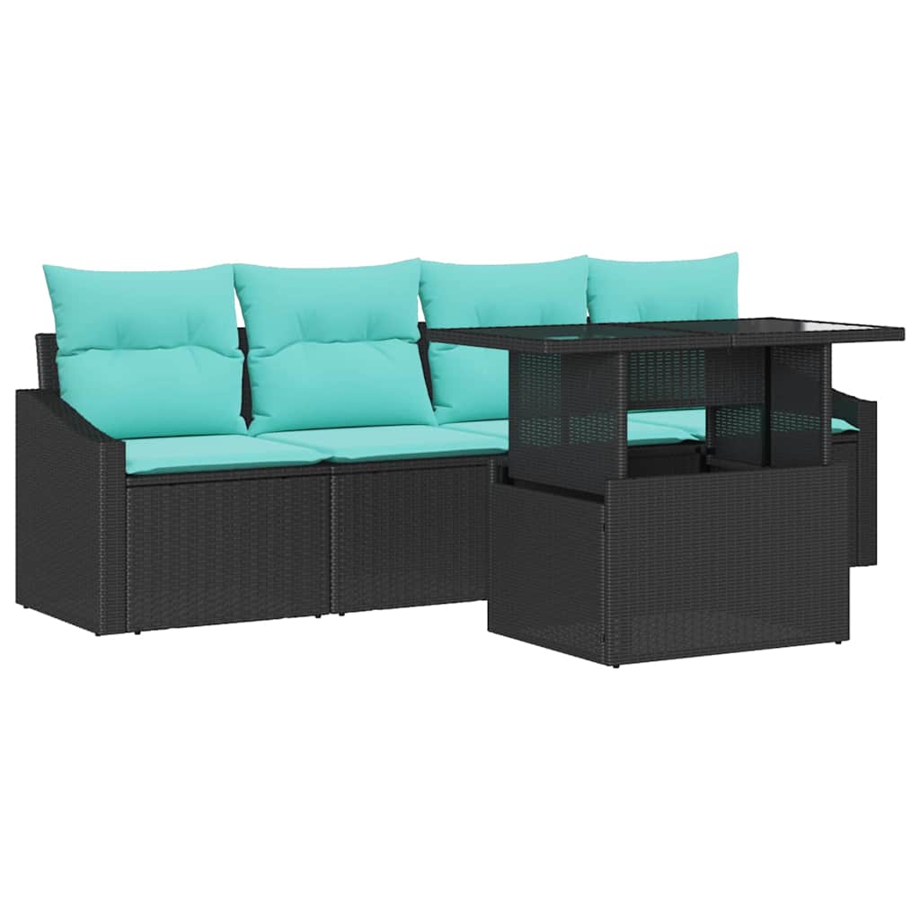 Maison Exclusive - Gartensofa-set 5 Stk. 4-sitzer Schwarz Und Bla