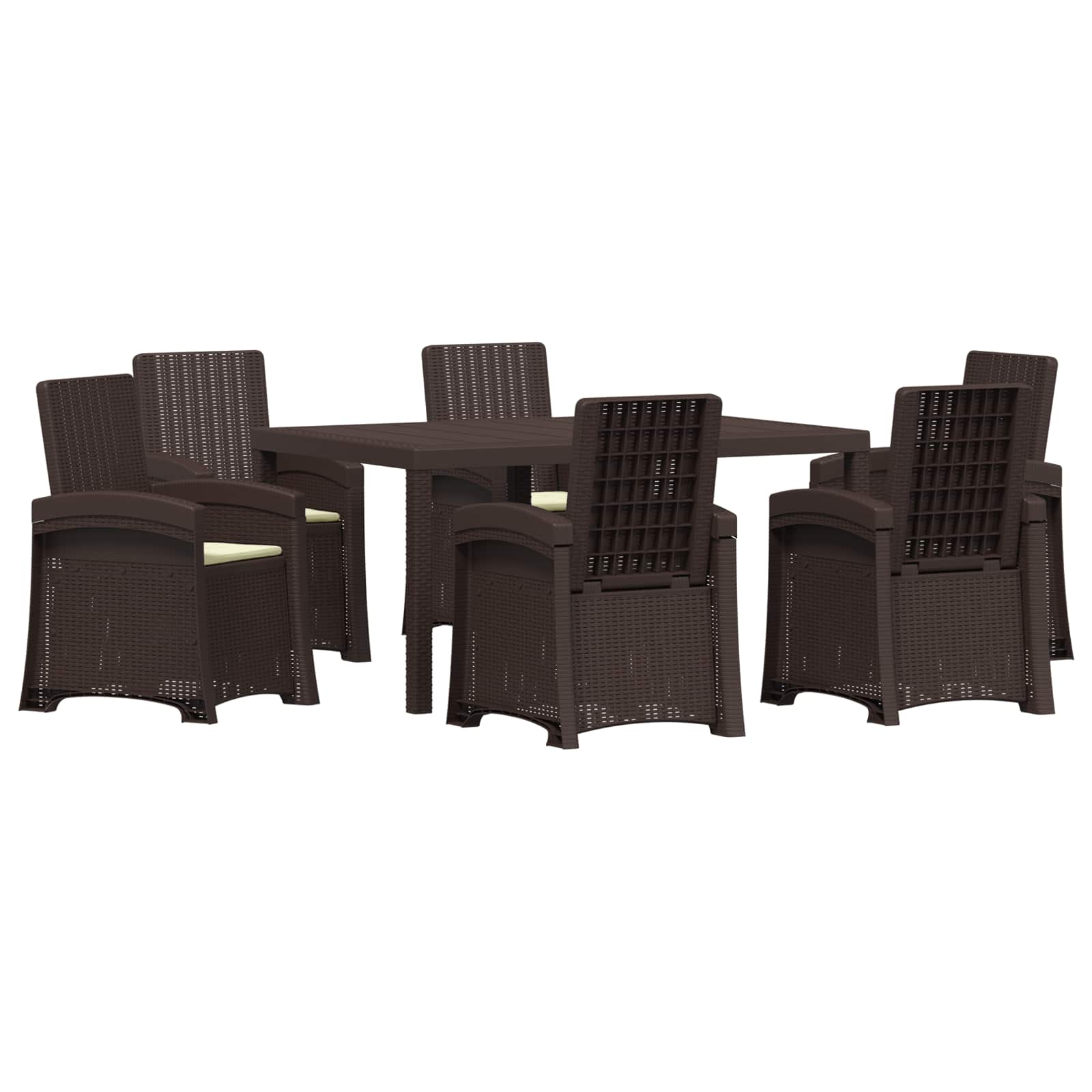 Maison Exclusive - Garten Essgruppe 7 Stk. Braun Und Creme 150 Cm