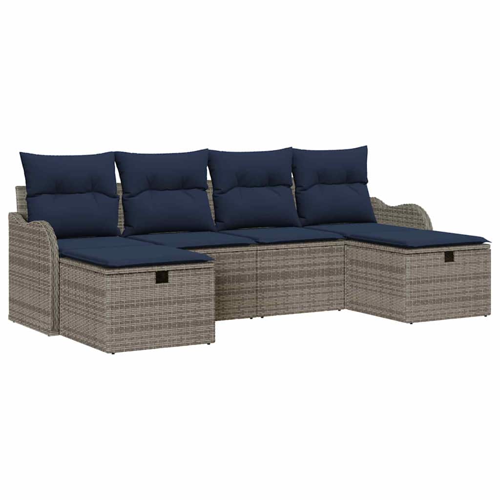 Maison Exclusive - Sofa Set 6 Stk. 6-sitzer Grau Und Marineblau P