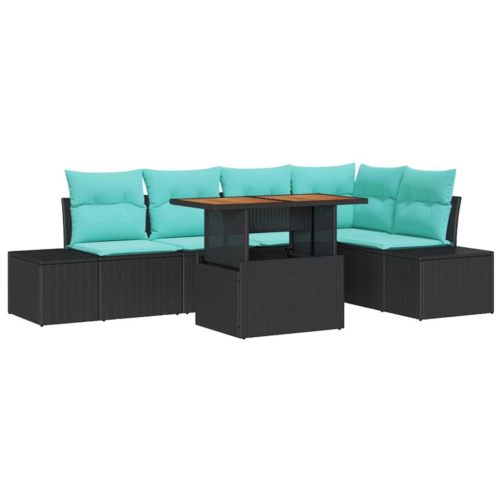 Maison Exclusive - Garten-sofa-set 6 Stk. 5-sitzer Schwarz Und Te