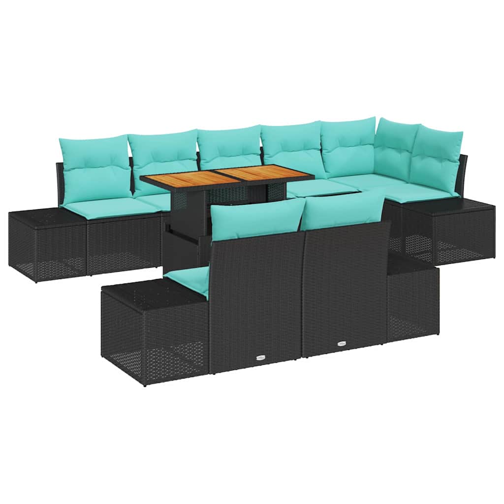 Maison Exclusive - Garten Essgruppe 9 Stk. 8-sitzer Schwarz Und T