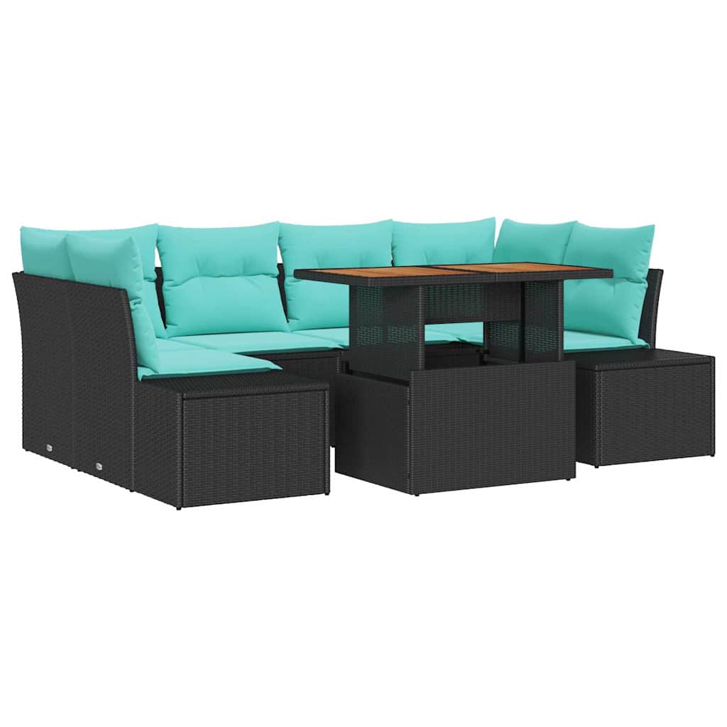 Maison Exclusive - Garten Essgruppe 7 Stk. 6-sitzer Schwarz Und T