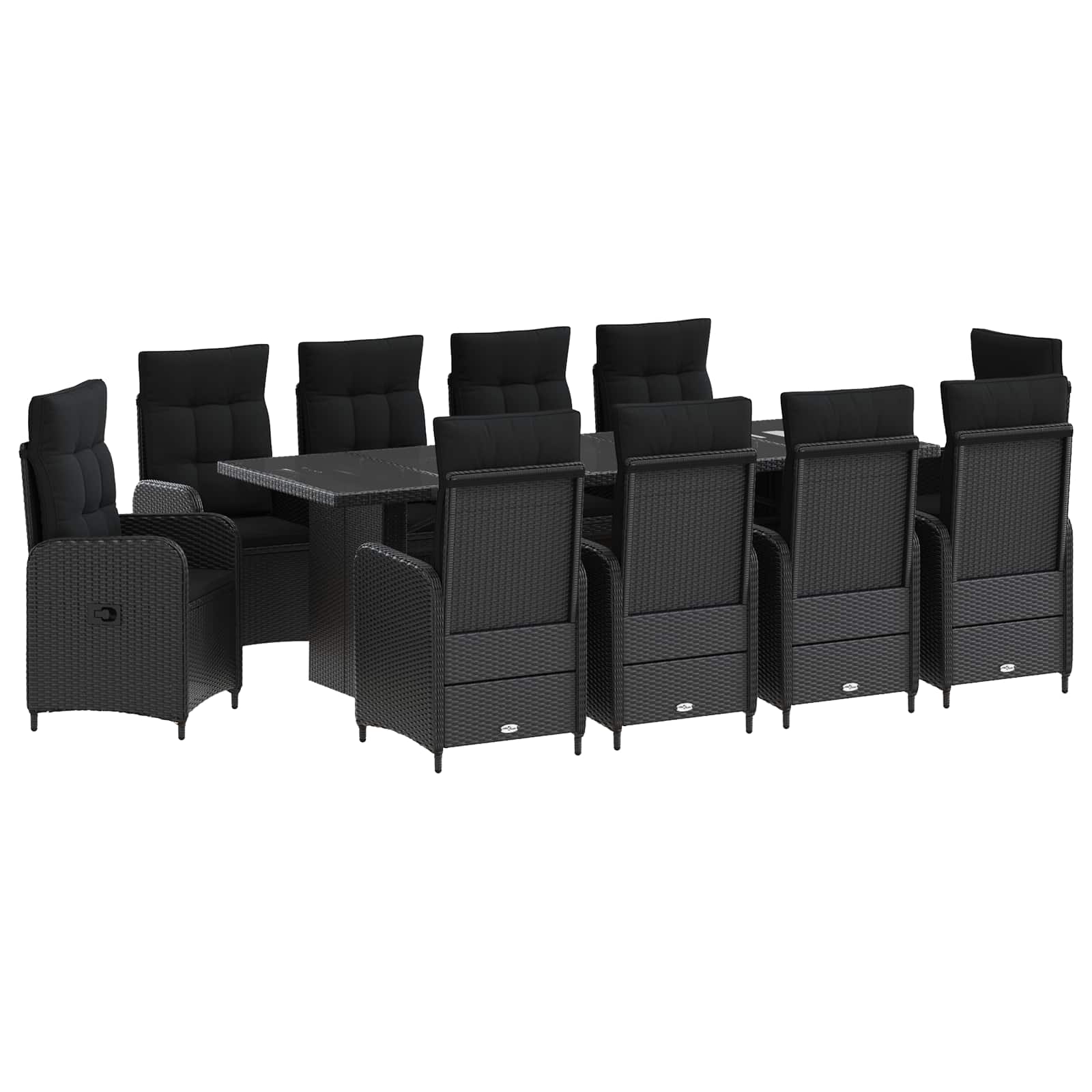 Maison Exclusive - Outdoortisch-set 11 Stk. Schwarz 240 X 90 X 75