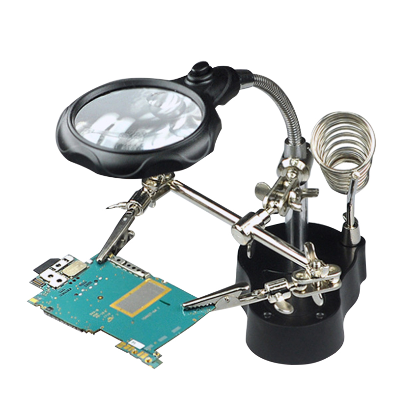 3,5x 12x Tischlupe Mit Led-beleuchtung, Ständer Und Krokodilklemmen, Verstellbare Lupe Für Reparaturen, Lesen, Basteln Und Nähen.