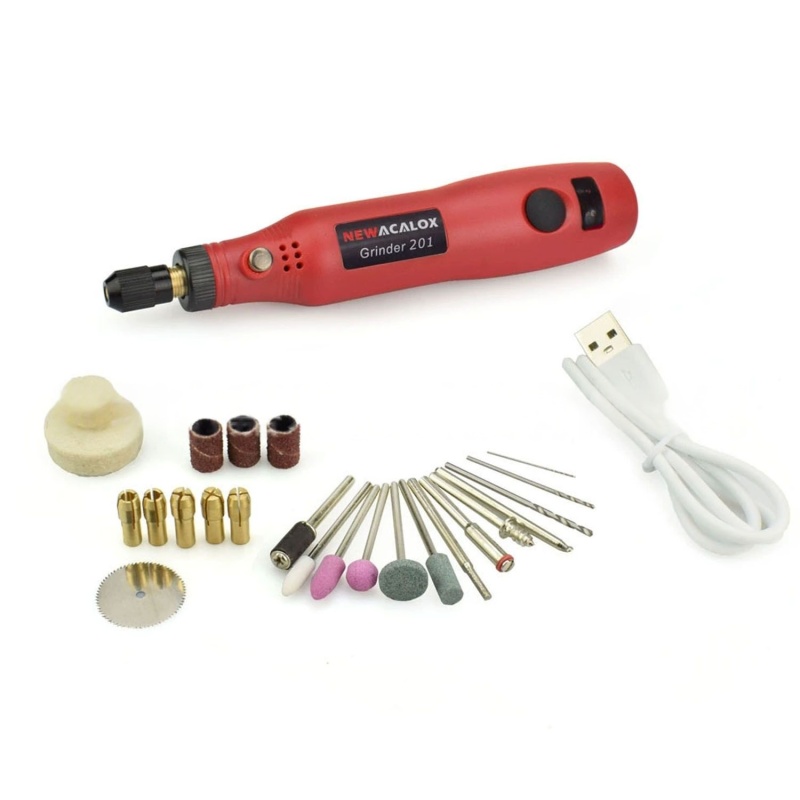 Mini-schleifmaschine Mit Variabler Drehzahl, Usb-wiederaufladbar, Mit Gravierstift Und Rotationswerkzeug Zum Polieren, Schnitzen Und Schleifen (farbe: Rot, Größe: 1 Set)