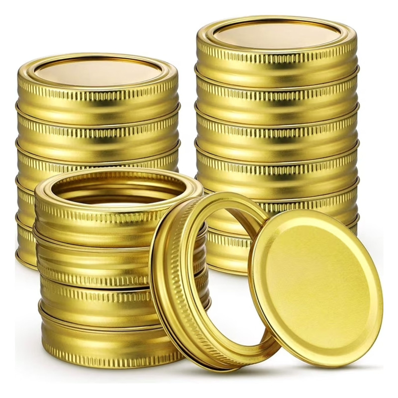 48 Deckel Und Sterilisationsringe Für Standard-einmachgläser Mit 70 Mm Öffnung, Metall, Luftdicht (gold)