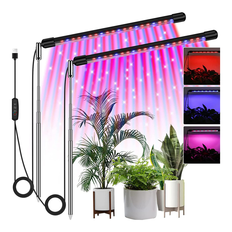 Led-pflanzenleuchte Für Den Innenbereich, Netz-/usb-anschluss, 3/9/12-stunden-timer, 10 Helligkeitsstufen (rot/blau/5500k)