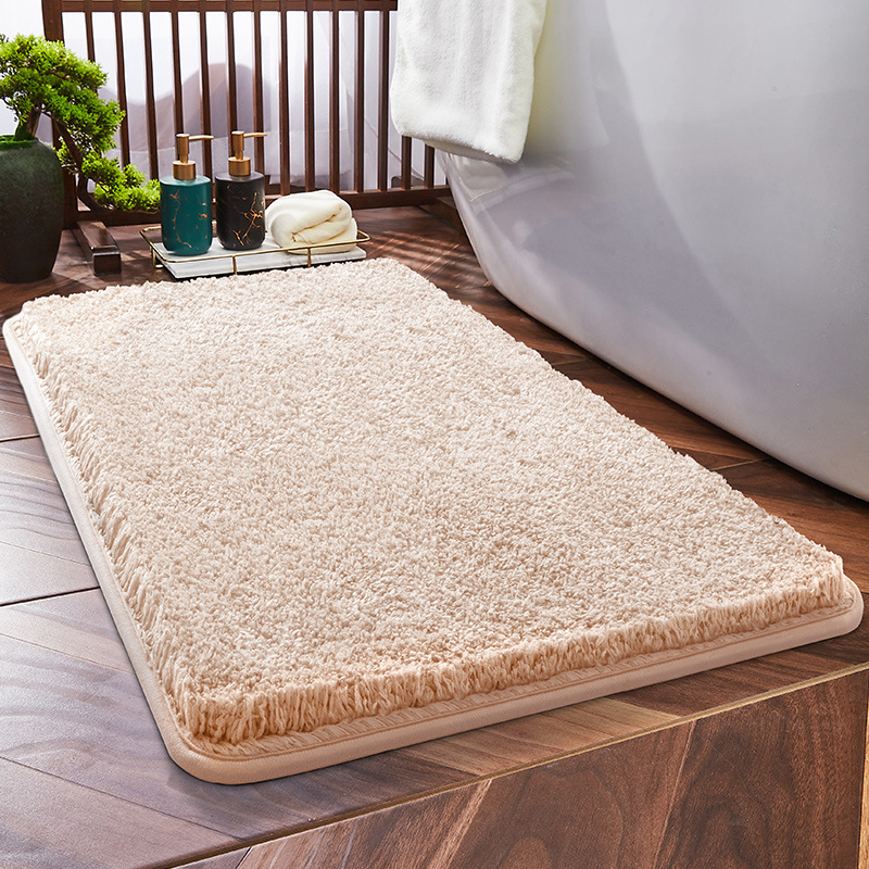 Schlichte, Einfache, Saugfähige Und Rutschfeste Badezimmer-fußmatte Mit Kreuzmuster Aus Dicken Fasern (dickes Beige, Ohne Etikett, 40 X 60 Cm)