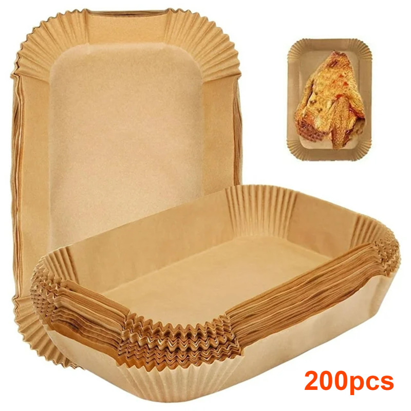 200 Blatt Quadratisches, Antihaftbeschichtetes Backpapier Für Heißluftfritteusen, Ölbeständig Und Wasserdicht.
