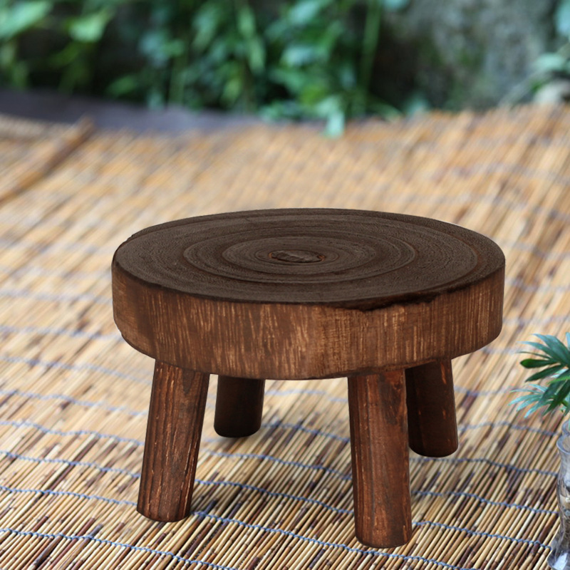 Gartenbank Aus Massivem, Grünem Holz Für Sukkulenten, Hoher Hocker, Blumenständer, Feuerrote Farbe, Maße: L 20 X 9 Cm (beinhöhe: 6 Cm), Gewicht: 0,35 Kg