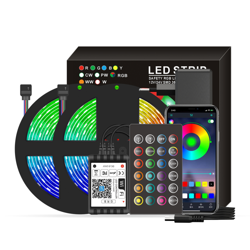 10 M Langer 5050 Smart Rgb Wi-fi Led-streifen, Sprach- Und App-steuerung, 24-tasten-fernbedienung