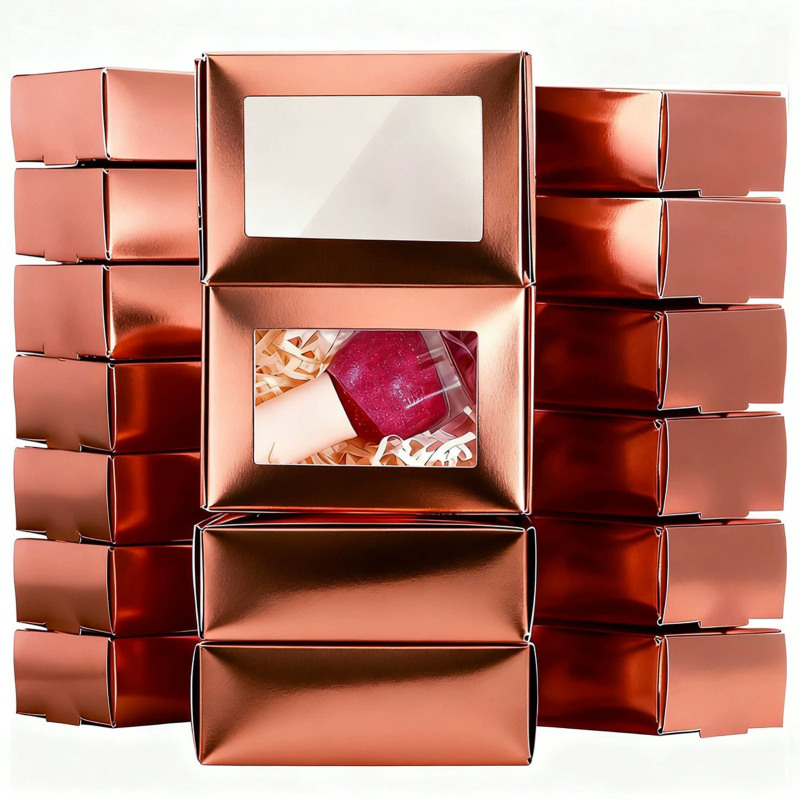 20 Seifenboxen Aus Kraftkarton Mit Sichtfenster Für Geschenkverpackungen, Gebäck Und Süßwaren (roségold, 9,4 X 6,6 X 3,6 Cm)