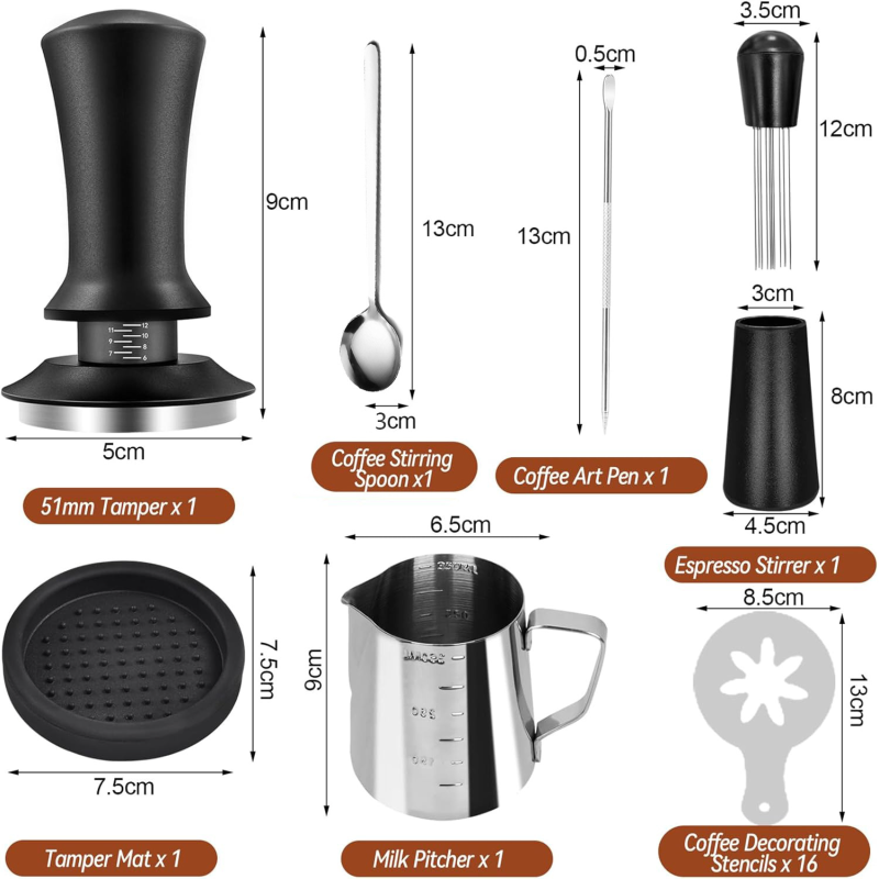 Kaffeetamper-set Mit Graduierungsmarkierungen, Einstellbarem Druckspender, Tamper Mit Konstanter Kraft, Latte-art-set