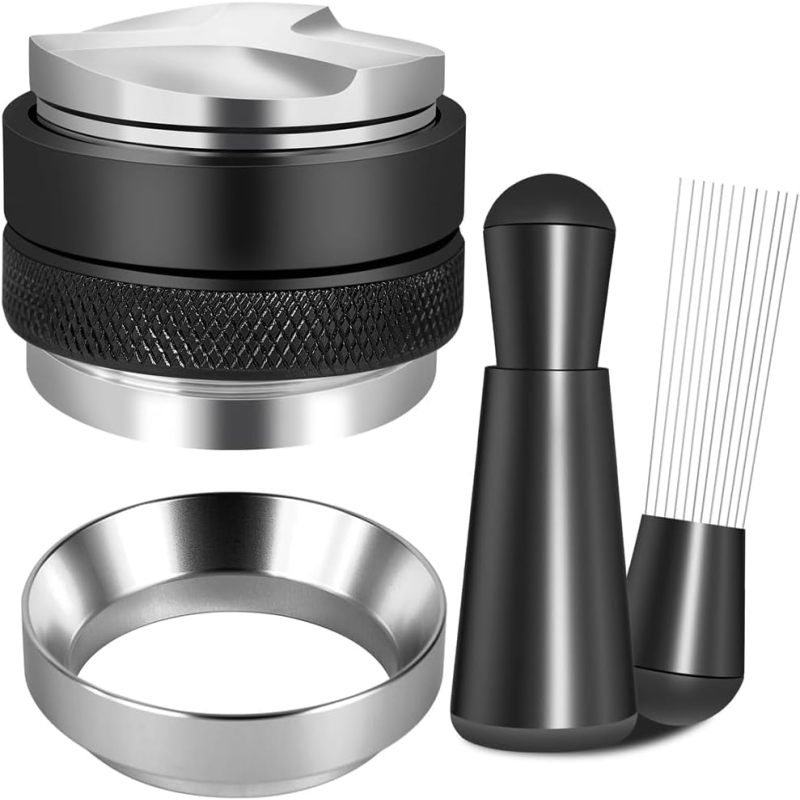 Schwarzes 51-mm-espresso-zubehörset (bestehend Aus Kaffeepulverspender, Kaffeepulverpresse Und Stoff-kaffeepulvernadel)