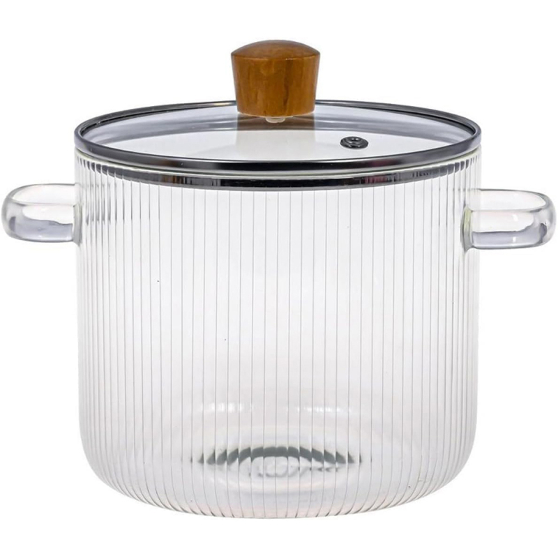 Glas-kochtopf Mit Deckel, 1,6 L, Hitzebeständig, Aus Hochdichtem Borosilikatglas, Transparent, Ideal Zum Kochen Bei Niedriger Hitze.