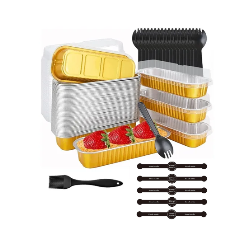 Kleine Rechteckige Form Mit Deckel (150er-packung) – Goldene Einweg-kuchenform, Ideal Für Kuchen, Käsekuchen, Brot Und Brownies