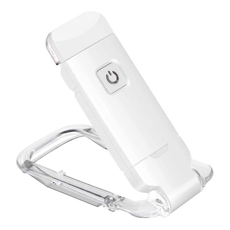 Wiederaufladbare Usb-leselampe Mit Lesezeichen Und Aufsteckbarer Led Zum Lesen Im Bett. Kleine Leselampe Für Kinder. Zwei Helligkeitsstufen Zum Schutz Der Augen. Weiß.