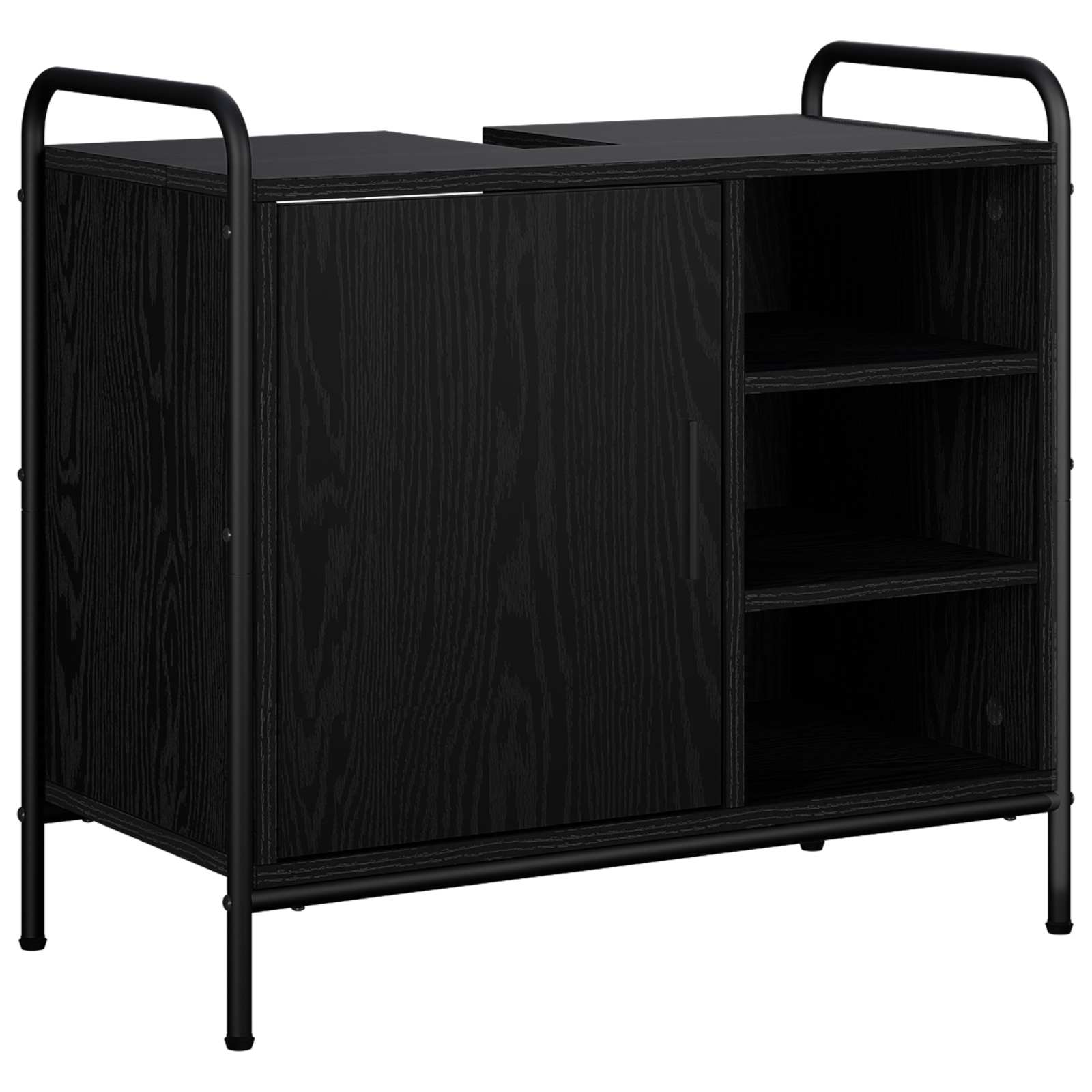 Vidaxl Bathroom Cabinet Black Oak 65.5 X 34 X 61 Cm Engineered Wood