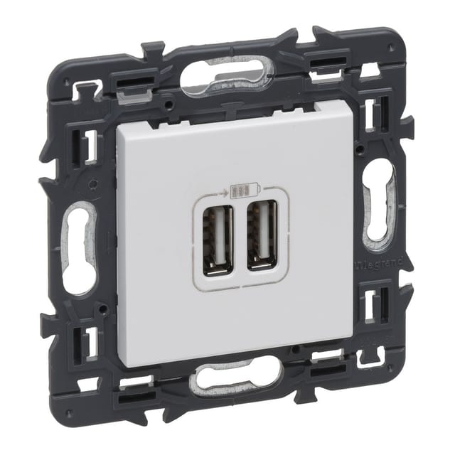 Legrand 2-Port USB Typ A Weiß Wandsteckdose Vollgerät mit Schraube - 741231