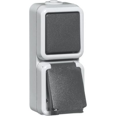 Peha Kombi-Schalter-Steckdose Wasserdicht IP54 Grau - 00307611