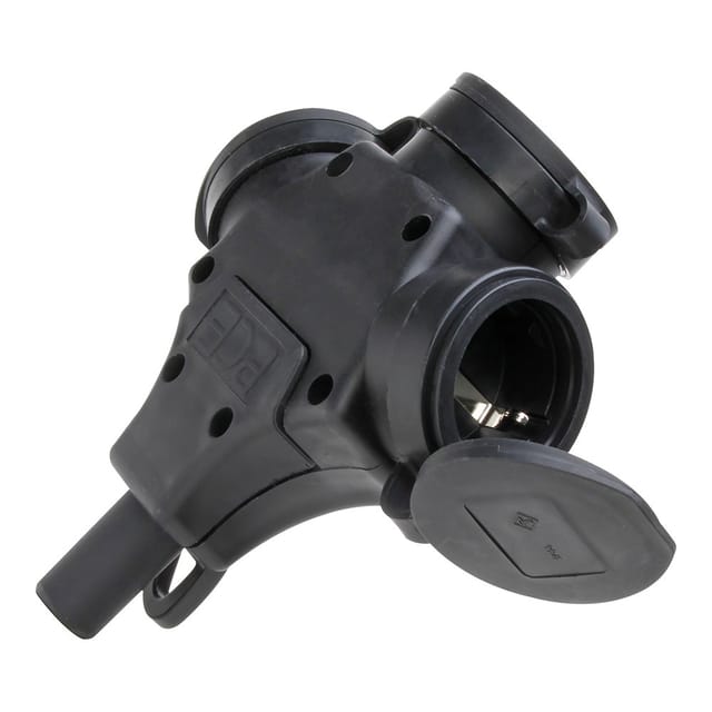 3V IP44 Gummikontraststecker mit Abdeckung Schwarz - 181605010