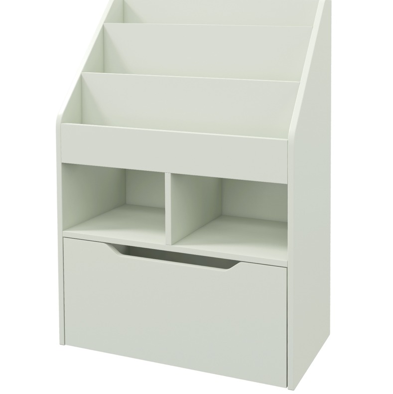Kinderbücherregal Mit Schublade, 3 Regalen Und 2 Offenen Fächern, Hellgrün, 60 X 29,9 X 90 Cm