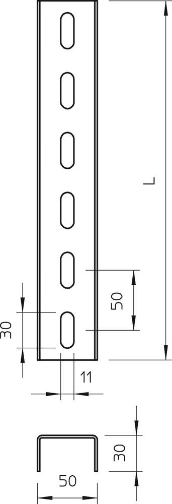 Verzinkter Stahl U Träger 50x30x700mm Perforiert - 6342312 Bild 2