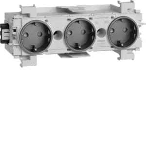 Dreifach Steckdose Wago Frontmontage Schwarz (Europäische Steckdose) - GS30019011