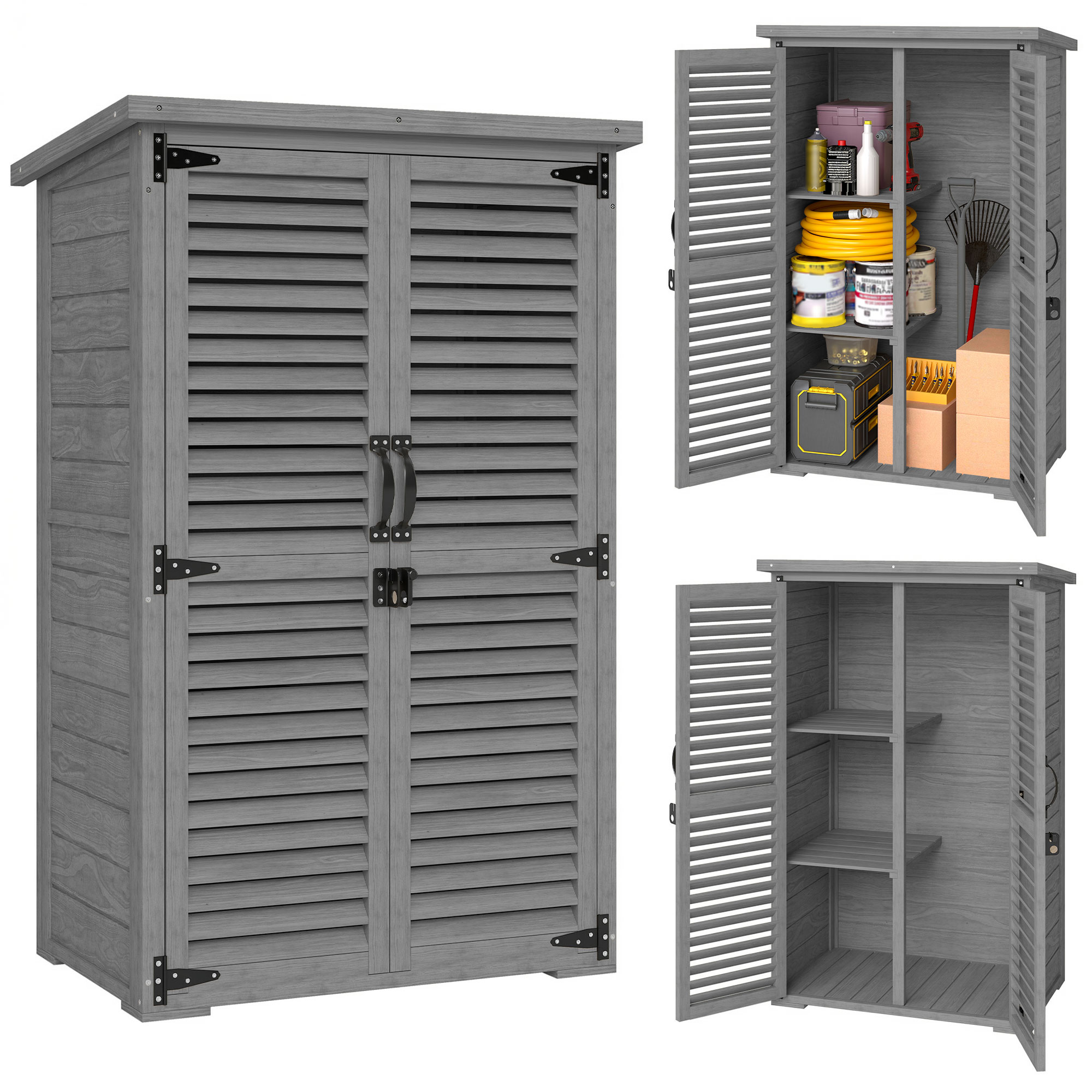 Gartenschrank, Geräteschuppen Mit Zwei Türen, 75 X 50 X 118 Cm, Grau