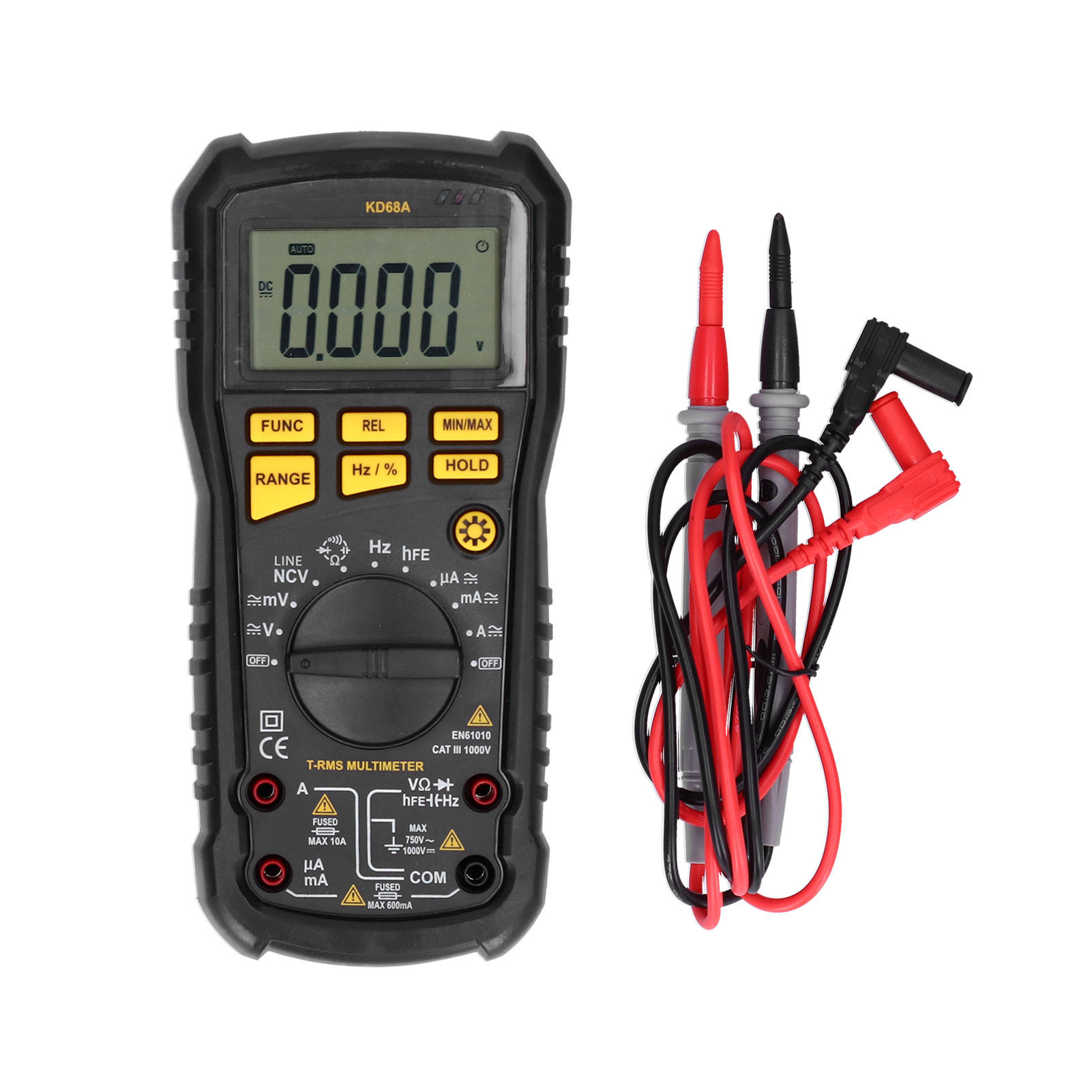 Kd68a Multifunktions-digitalmultimeter Mit Elektronischer Stromzange, Hintergrundbeleuchtetem Lcd-display, Automatischer Abschaltfunktion, Temperaturmessung Und Voltmeter