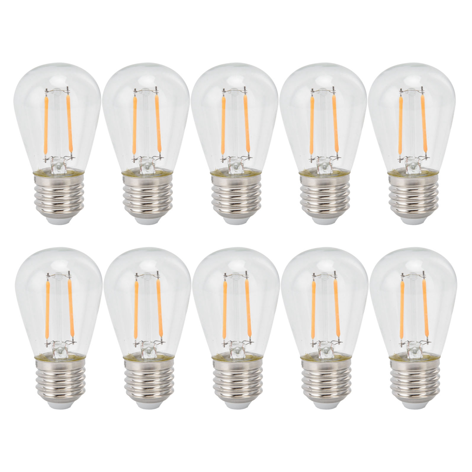 10er-pack E27 2w Led-lampen, Retro-glasfaden, Dimmbar, 180 Lm, Für Außenpartydekorationen