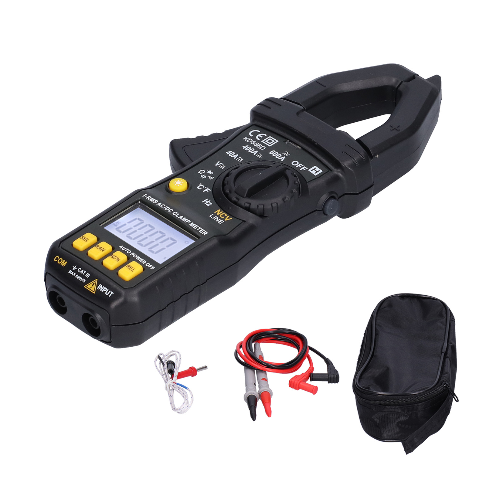 Kd588d Digitales Zangenvoltmeter Ac/dc True Rms Strommessfunktion Datenhaltefunktion Überlastschutz 600 V 600 A 23 Mm