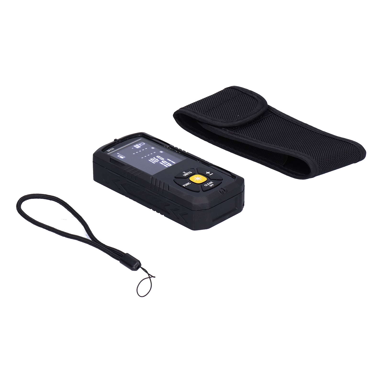 Digitaler Laser-entfernungsmesser Mit Hochpräzisem Hd-oled-bildschirm, Industrielle Fernmessung 0,05–50 M, Ip54, 2,4 Zoll, Schwarz, Aa-batterien Nicht Enthalten, Mit Handschlaufe Und Tasche (ldmm50)