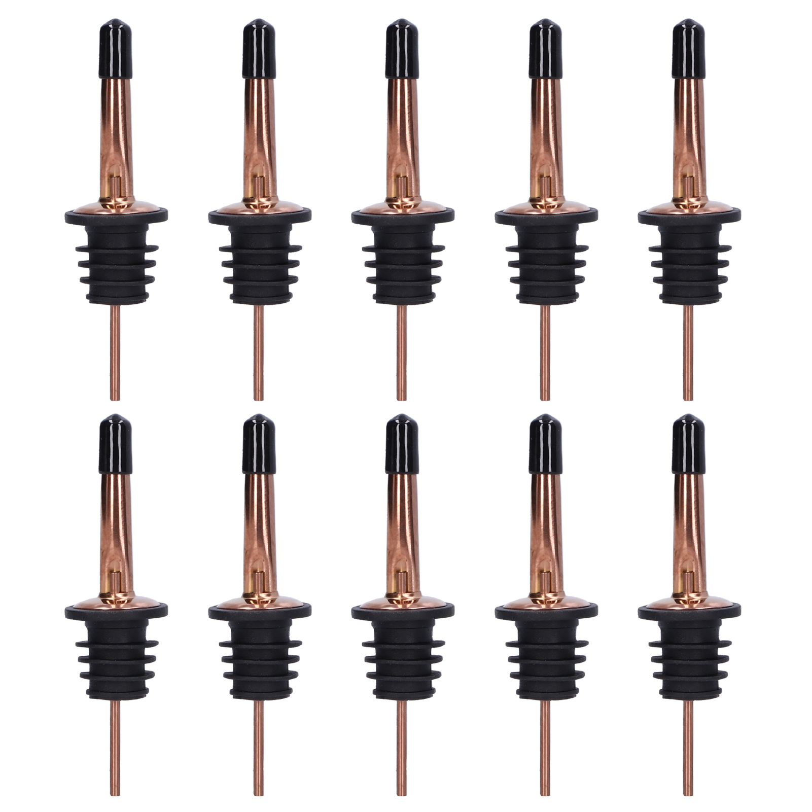 Set Mit 10 Weinausgießern Aus Edelstahl Mit Stopfen Und Deckeln, Barzubehör Für Hausbars Und Restaurants (roségold, Schwarz, Kurzer Verschluss)