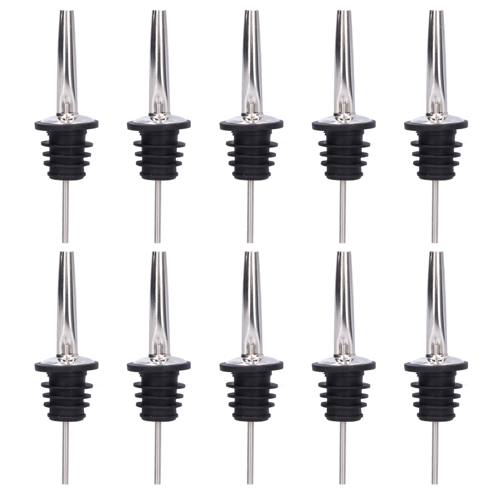 Set Mit 10 Weinausgießern Aus Edelstahl Mit Gummistopfen Für Bars Und Restaurants, Ohne Deckel