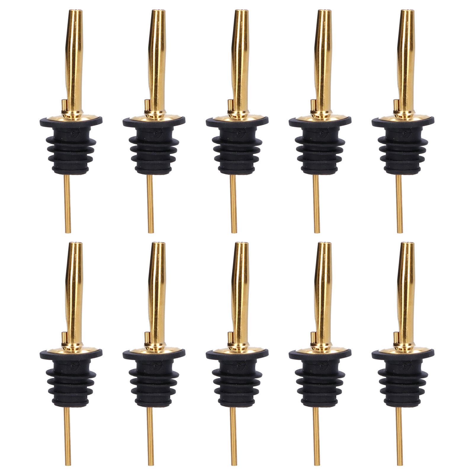 Set Mit 10 Edelstahl-spirituosenausgießern Mit Gummistopfen Für Bars, Restaurants Und Den Privaten Gebrauch (ohne Goldene Deckel)