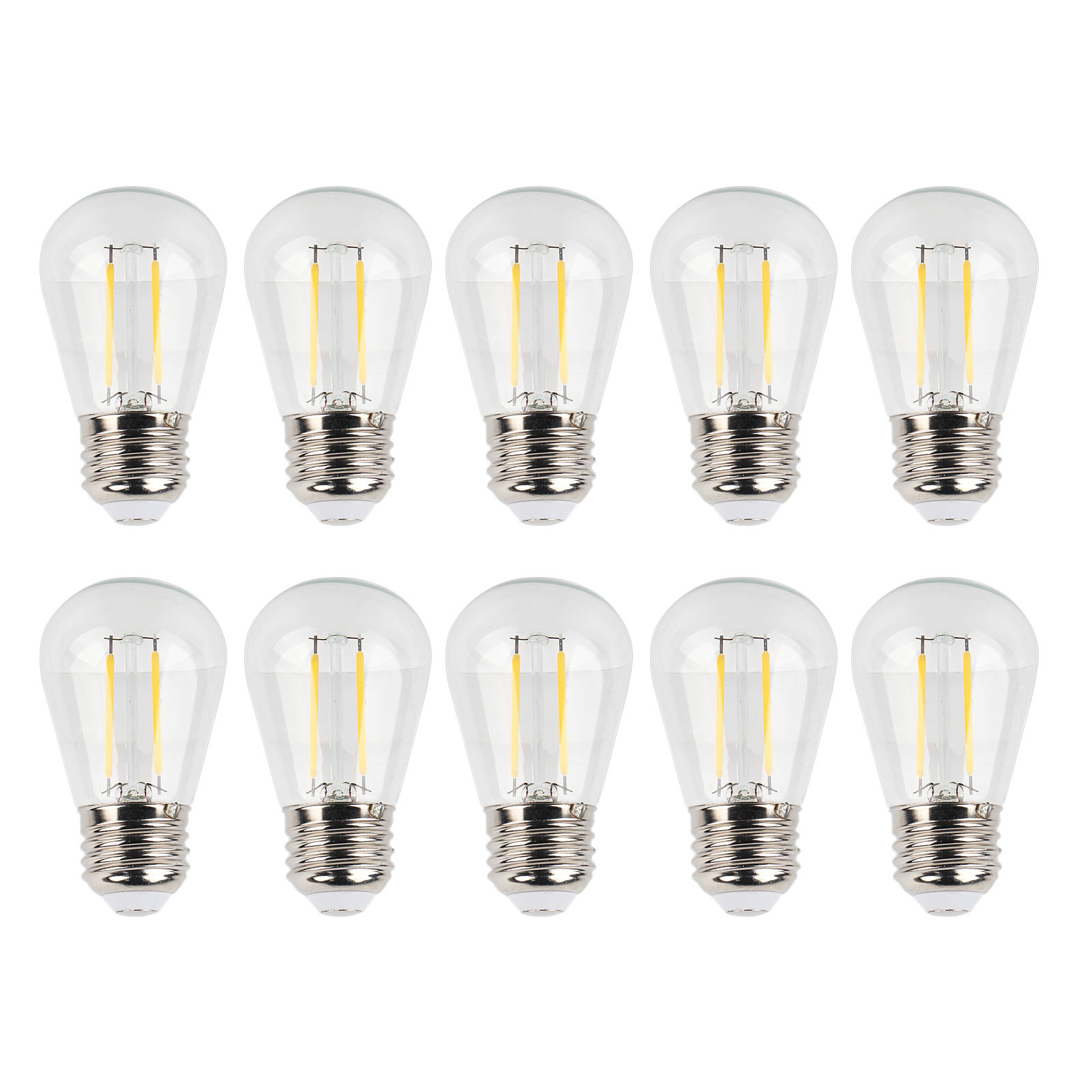 10er-pack Retro-led-lampen S14 E27, 180 Lm, Klarglas-glühfaden, 2 W, 110 V, Warmweißes Licht
