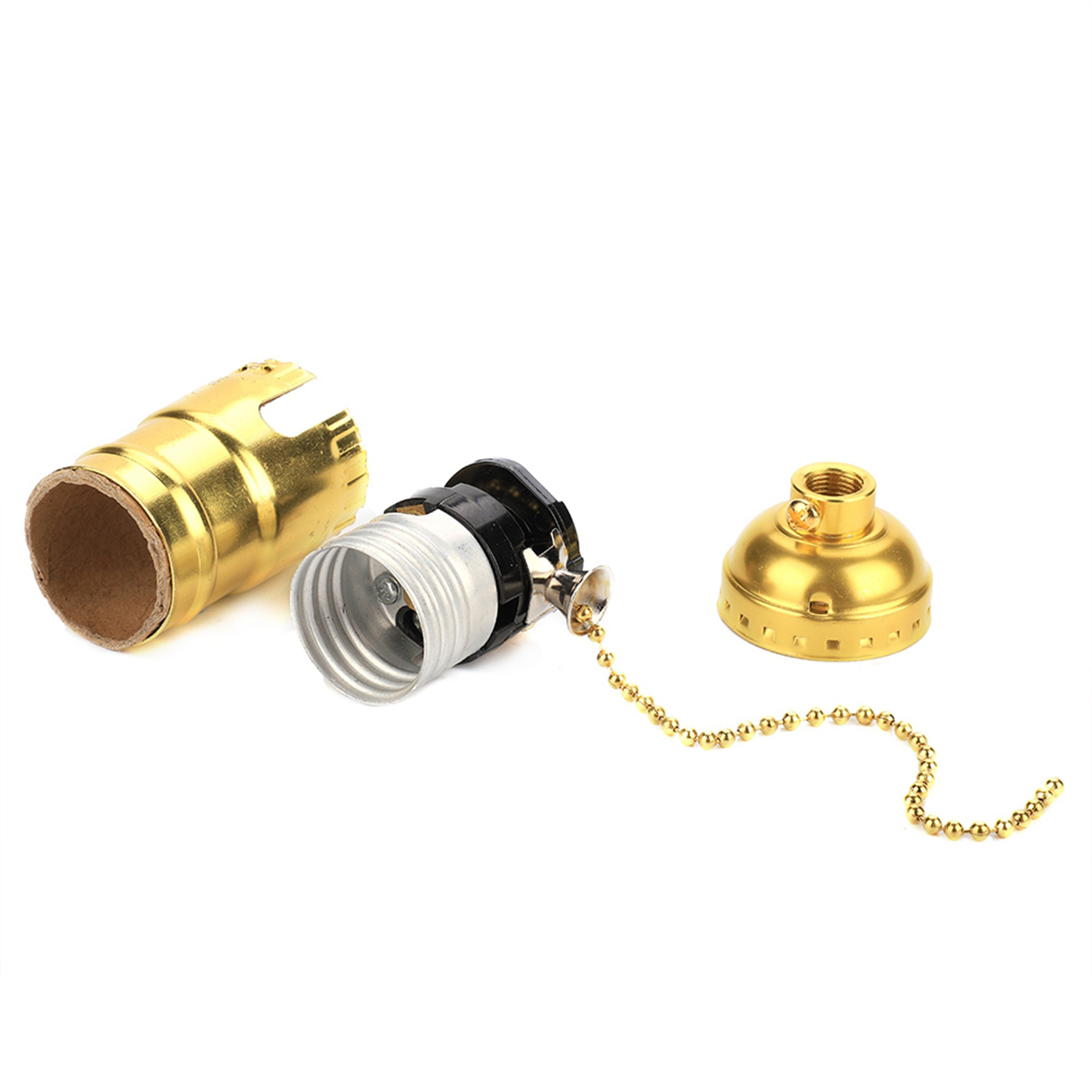 E27-fassung Aus Aluminium Im Retro-stil Mit Kette, Tischlampenfassung Für Schraubglühbirnen (gold)